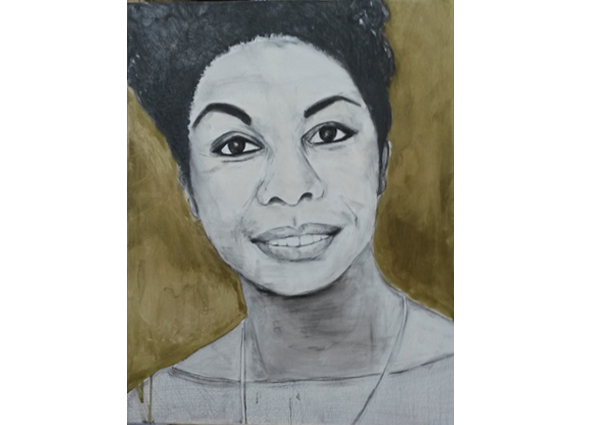 Portret van Nina Simone, gemaakt door Zus van Zand